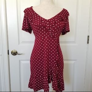 NWT Boohoo Polka Dot Wrap Ruffle Dress Sz 10